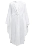 Matchesfashion.com Vetements - Draped Pleated Midi Dress - Womens - White