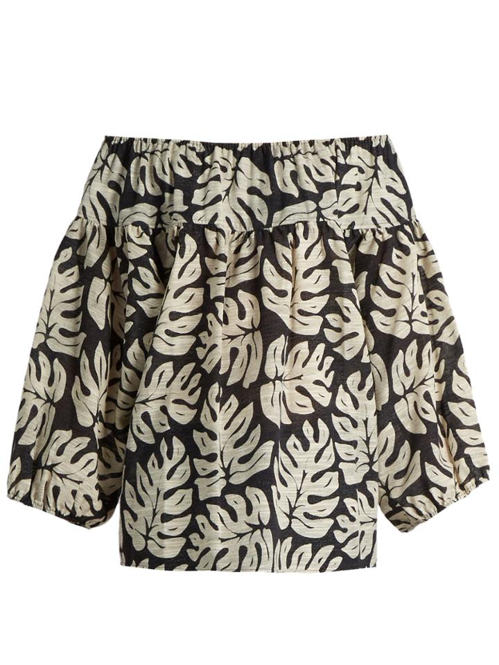 Chloé Palm Leaf-print Cotton And Wool-blend Top