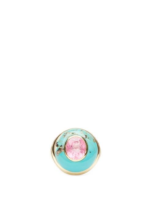 Matchesfashion.com Retrouvai - Lollipop Tourmaline, Turquoise & 14kt Gold Ring - Womens - Blue Multi