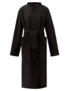 Matchesfashion.com Lemaire - Stand-collar Felted Wool-blend Longline Wrap Coat - Womens - Black