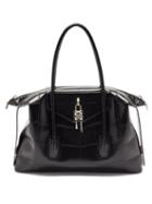 Ladies Bags Givenchy - Antigona Lock Medium Crocodile-effect Leather Bag - Womens - Black