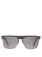 Matchesfashion.com Loewe - D Frame Metal And Leather Sunglasses - Mens - Black