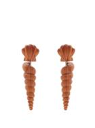 Matchesfashion.com Rebecca De Ravenel - Twisty Shell Drop Clip On Earrings - Womens - Brown