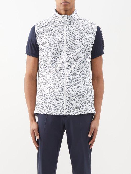 J.lindeberg - Ash Logo-print Packable Gilet - Mens - White Black