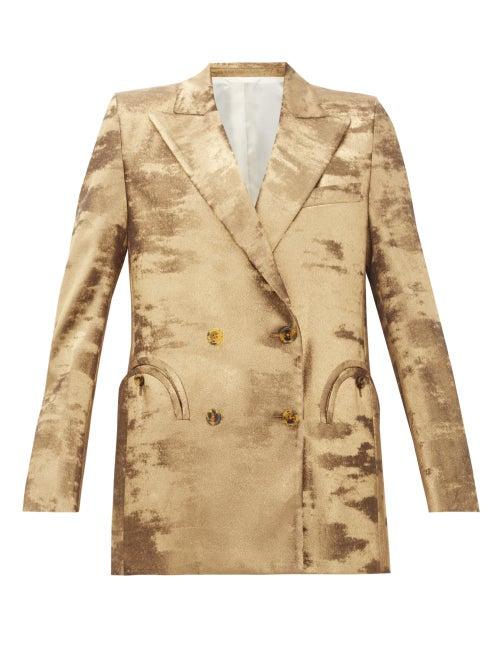 Matchesfashion.com Blaz Milano - Everyday Double-breasted Metallic Jacket - Womens - Gold