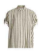 The Great The Tie Sleeve Big Striped Cotton Shirt