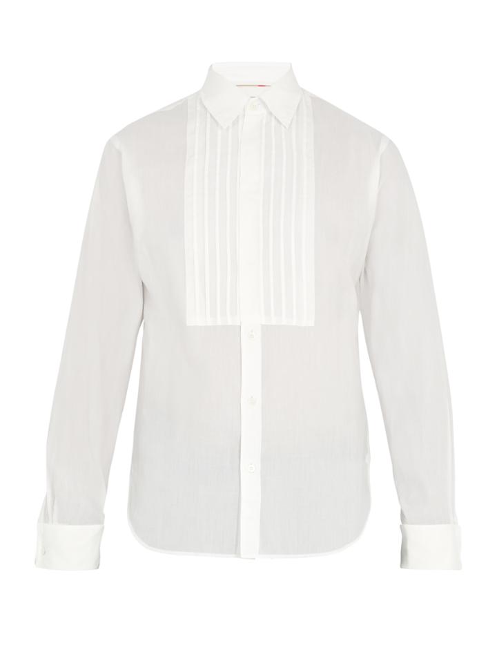 Burberry Jaden Double-cuff Pleated-bib Cotton Shirt