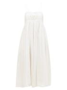 Matchesfashion.com Anaak - Viola Chrysanthemum-embroidered Cotton-blend Dress - Womens - White