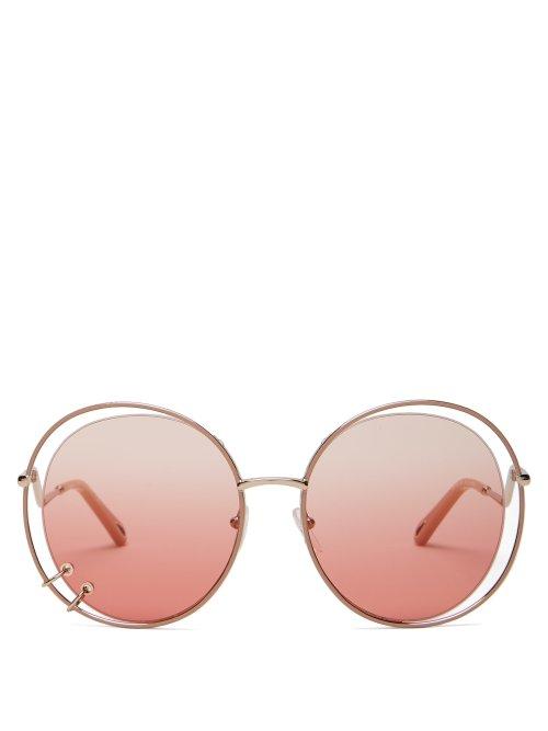 Matchesfashion.com Chlo - Carlina Oversized Round Sunglasses - Womens - Pink