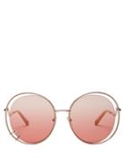 Matchesfashion.com Chlo - Carlina Oversized Round Sunglasses - Womens - Pink