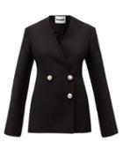 Matchesfashion.com Jil Sander - Nelly Double-breasted Wool-barathea Suit Jacket - Womens - Black Silver