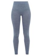 Matchesfashion.com Falke - Wool Tech Virgin Wool Blend Thermal Leggings - Womens - Blue