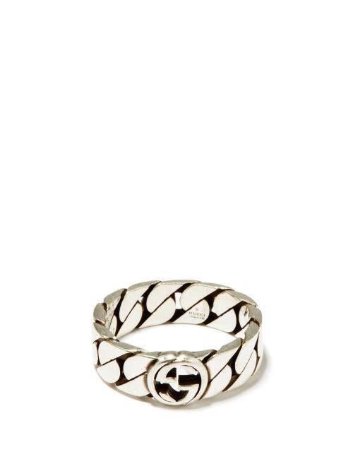 Gucci - Gg-logo Sterling-silver Chain Ring - Mens - Silver