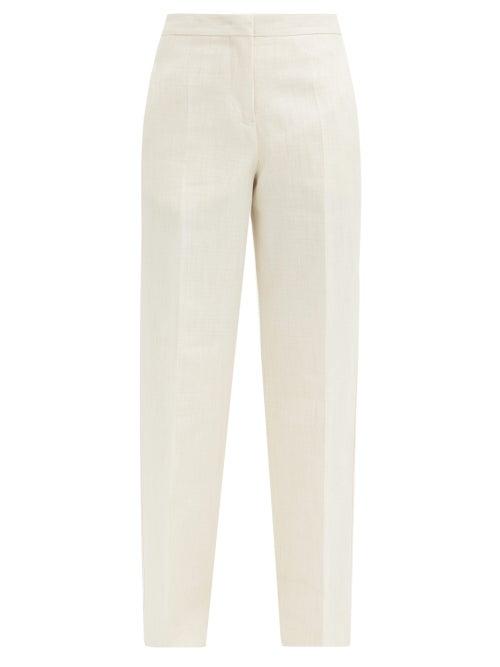 Matchesfashion.com Jil Sander - Flared High-rise Linen-blend Canvas Trousers - Womens - Cream