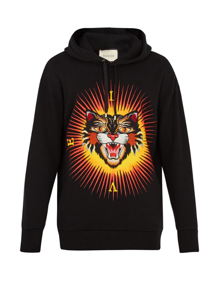 Gucci Oversized Embroidered Angry Cat Sweatshirt