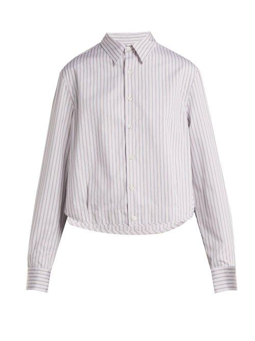 Matchesfashion.com Raf Simons - Oversized Long Sleeve Striped Cotton Poplin Shirt - Womens - Brown Stripe
