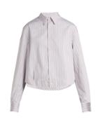 Matchesfashion.com Raf Simons - Oversized Long Sleeve Striped Cotton Poplin Shirt - Womens - Brown Stripe