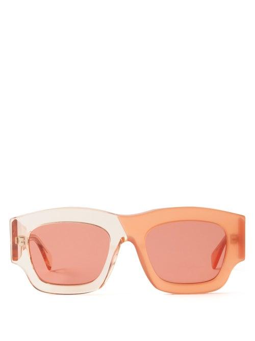 Kuboraum - Two-tone D-frame Acetate Sunglasses - Mens - Orange Multi