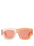 Kuboraum - Two-tone D-frame Acetate Sunglasses - Mens - Orange Multi