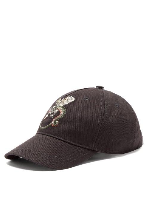 Matchesfashion.com Alexander Mcqueen - Embroidered-dragon Baseball Cap - Mens - Black