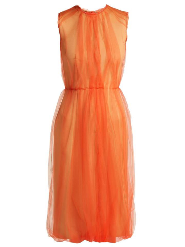 Prada Jersey And Tulle Sleeveless Dress
