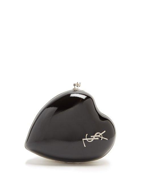 Matchesfashion.com Saint Laurent - Love Box Leather Clutch - Womens - Black