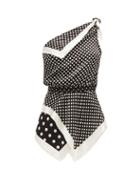 Matchesfashion.com Altuzarra - Luff One-shoulder Polka-dot Silk Top - Womens - Black White