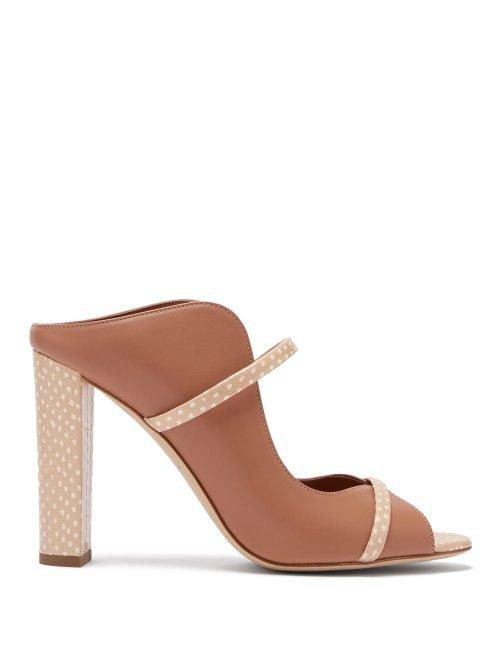 Matchesfashion.com Malone Souliers - Norah Elaphe Effect Leather Mules - Womens - Nude