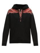 Matchesfashion.com Marcelo Burlon - Ghost Wings Print Cotton Hooded Sweatshirt - Mens - Black Red