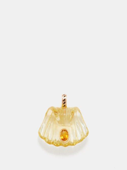Dezso - Capri Quartz, Citrine & 18kt Gold Shell Charm - Womens - Yellow Multi