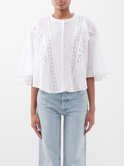 Merlette - Claris Broderie-anglaise Cotton-voile Top - Womens - White