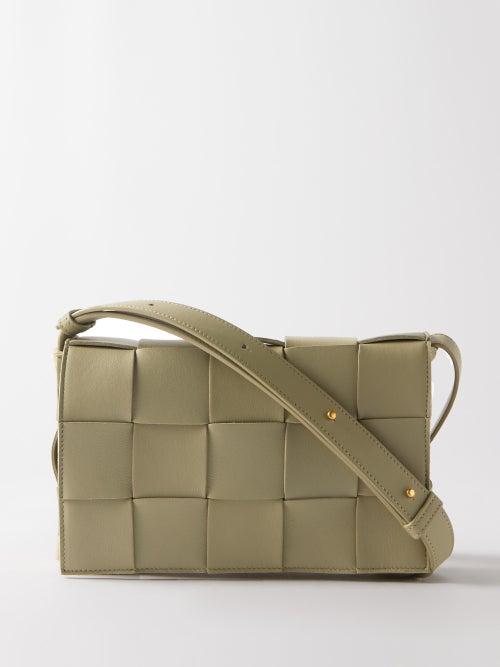 Bottega Veneta - Cassette Intrecciato-leather Cross-body Bag - Womens - Khaki