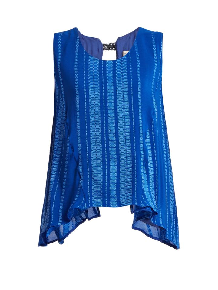 Zeus + Dione Spathi Geometric-jacquard Silk-blend Top
