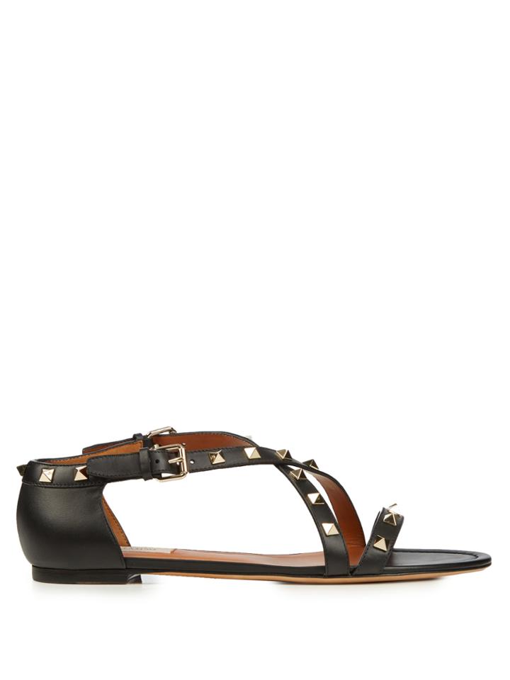 Valentino Rockstud Cross-strap Leather Sandals