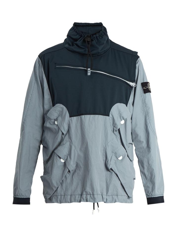 Stone Island Contrast-panel Funnel-neck Shell Jacket