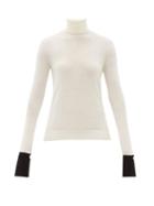 Matchesfashion.com Rochas - Roll Neck Wool Blend Cuff Sweater - Womens - White