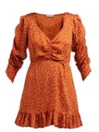Matchesfashion.com Mes Demoiselles - Francesca Floral Print Silk Mini Dress - Womens - Orange Print