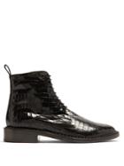Robert Clergerie Jacen Crocodile-effect Leather Ankle Boots