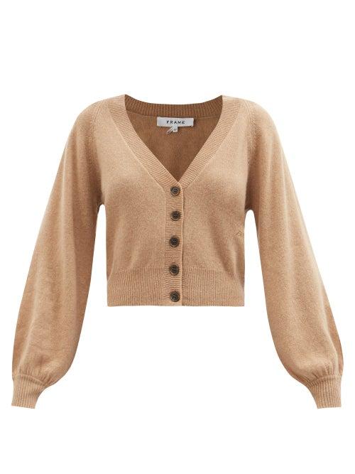 Frame - Balloon-sleeve Cashmere Cardigan - Womens - Beige