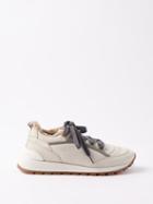 Brunello Cucinelli - Shearling-lined Leather Trainers - Womens - Taupe