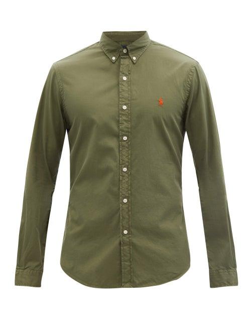 Mens Rtw Polo Ralph Lauren - Slim-fit Cotton-twill Shirt - Mens - Khaki