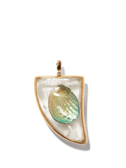 Matchesfashion.com Dezso - Quartz, Shell & 18kt Rose-gold Shark Fin Charm - Womens - Blue Multi