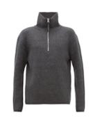 Matchesfashion.com Acne Studios - Kally Half Zip Roll Neck Wool Blend Sweater - Mens - Grey