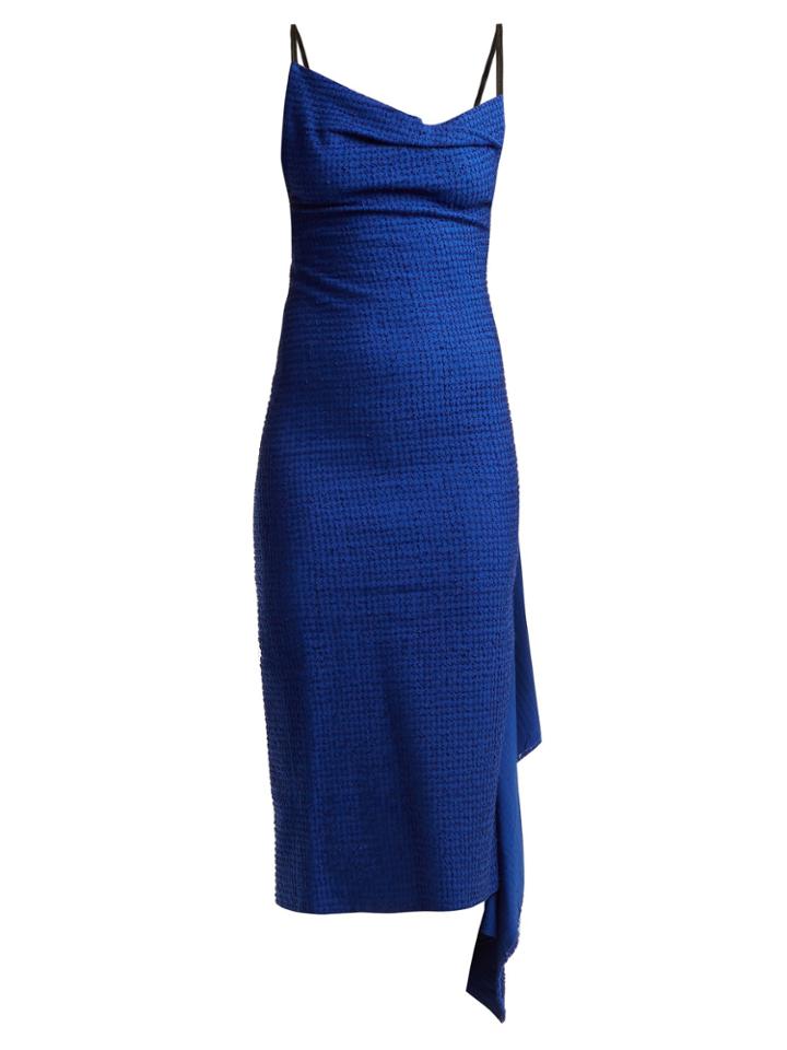 Roland Mouret Eske Boucl-checked Cotton-blend Dress