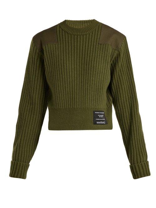 Matchesfashion.com Pswl - Cropped Cotton Blend Sweater - Womens - Khaki