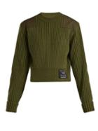 Matchesfashion.com Pswl - Cropped Cotton Blend Sweater - Womens - Khaki
