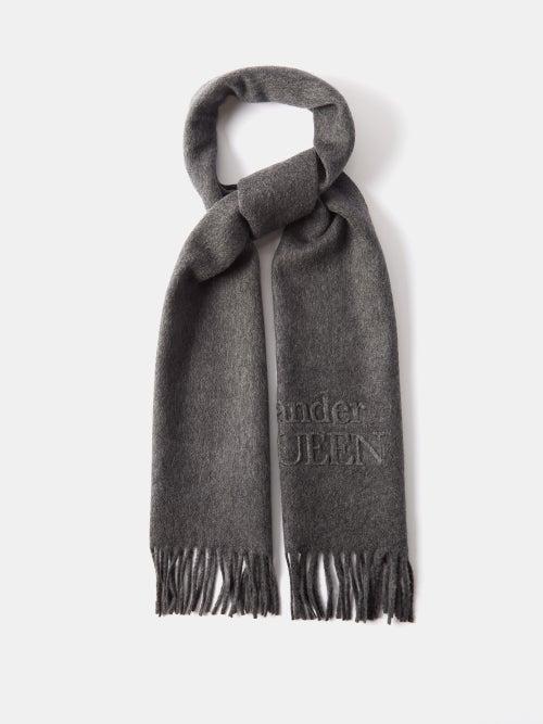 Alexander Mcqueen - Logo-embossed Cashmere Scarf - Mens - Grey