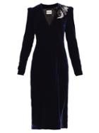Matchesfashion.com Duncan - The Manzatto Crystal-embellished Velvet Dress - Womens - Blue