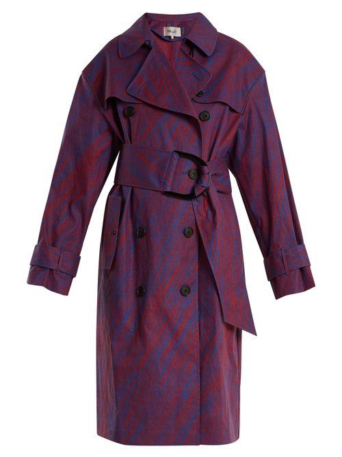 Matchesfashion.com Diane Von Furstenberg - Visconti Print Cotton Blend Trench Coat - Womens - Red Multi