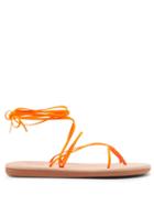 Matchesfashion.com Ancient Greek Sandals - String Wraparound Rubber And Leather Sandals - Womens - Orange